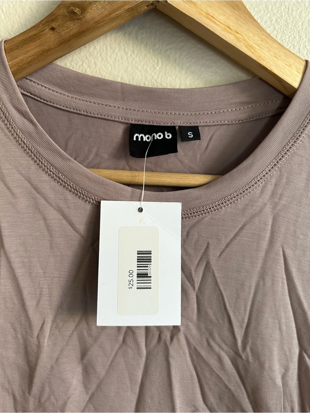 Mono B Dusty Mauve Cap Sleeve Muscle Tee Side Cinch Twist Hem Size S Small - Picture 3 of 8
